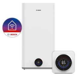 Бойлер Bosch Tronic TR5501iT 120 EBP, 120 л, Плосък, 3000W, Eco режим, Вертикален и хоризонтален монтаж, WI-FI управление, Енергиен клас B, Бял