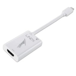 Конвертор Lindy LNY-43178, от USB Type C(м) към HDMI(ж), бял