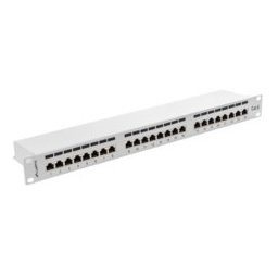 Пач панел Lanberg PPS6-1024-S, 24x порта, 19", 1U, Cat.6, Shielded, IDC T568A/T568B, сив