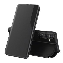 Тънък кожен калъф тип портмоне с прозорче за Samsung Galaxy А57 5G – черен