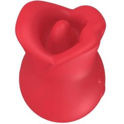 Клиторен стимулатор с вибрации и движещ се език "BITING ROSU RED" 9 см