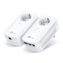 Powerline адаптер TP-Link TL-PA8033P KIT, 1300 Mbps, до 300м обхват, 3x 10/100/1000 Ethernet порта, Power Socket, 2 устройства