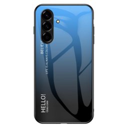 Силиконов кейс със стъклен гръб за Samsung Galaxy A37 5G - син градиент
