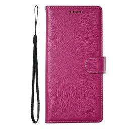 Кожен калъф тип портмоне за Honor Magic8 Lite - ярко розов