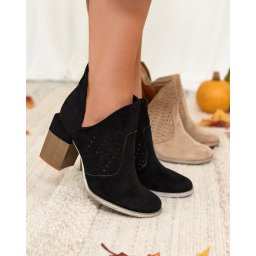 Resti Black women's boots on a post and with a cutout Neafla