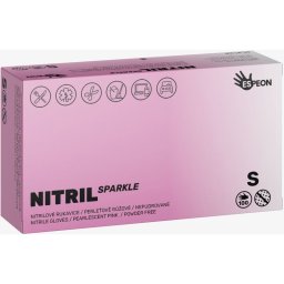 Espeon Nitril Sparkle Pearlescent Pink нитрилни ръкавици без пудра размер S 2x50 бр.