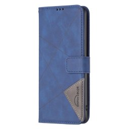 Кожен калъф тип портмоне марка BINFEN COLOR за Honor Magic8 Lite - син със сив триъгълник