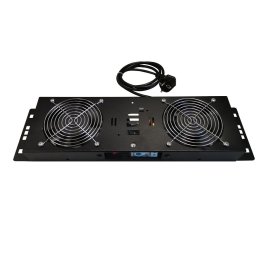 Вентилаторен блок Mirsan MR.FAN2WT.01, 490x135x45мм, 2x вентилатора, аналогов термостат, подходящ за монтаж в 19" шкаф