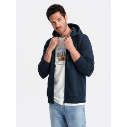 Ombre Men's unbuttoned BASIC sweatshirt - navy blue