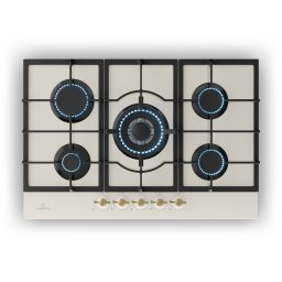 Klarstein Victoria 5, газов плот 5 горелки, Sabaf котлони, стъклокерамична повърхност, ретро вид (DSM-Victoria-5-CR)