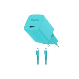 Зарядно ttec SmartCharger GaN 45W PD + Кабел USB-C, Неон син