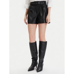 Morgan Шорти от имитация на кожа 242-SHOANE Черен Slim Fit