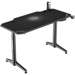 Компютърно бюро Ultradesk Level White (UDESK-LVA-WT), 124 x 60 x 72-124 cm, регулиране на височината, подложка за настолен компютър, държач за слушалки, стойка за чаша, поставка за геймпадове, USB 3.0, бяло