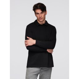 Ombre Men's structured knit polo collar sweatshirt - black