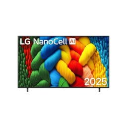 Телевизор LG 75NANO80A3B, 75" 4K HDR Smart Nano Cell TV, 3840x2160, DVB-T2/C/S2, AI Alpha 7, HDR 10 PRO, webOS 25, ThinQ AI, VRR, ALLM, HGiG, WiFi, Clear Voice, AI Upscaling, Bluetooth, Hdmi e-ARC , CI, LAN, AirPlay2, Chromecast, 2 Pole stand, Black