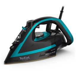 Tefal Puregliss FV8066E0 - парна ютия 3000W, 280g/min ударна пара, произведена във Франция - черна/синя