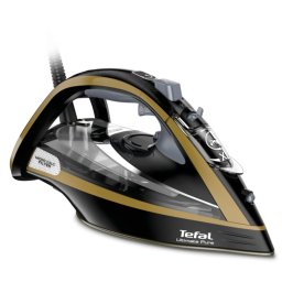 Tefal Ultimate 3 FV9865E0 - премиум парна ютия 3000W, 250g/min ударна пара, Micro-Calc Filter - черна/стар злато
