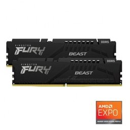 Памет 32GB (2x 16GB) DDR5 6000MT/s, Kingston FURY Beast Black KF560C36BBEK2-32, 1.25 V