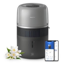 Овлажнител на въздух Philips HU5710/03, 4.5 l резервоар, подходящ за помещения с площ до 56m², 3 скорости, таймер, сив