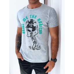 T-shirt męski z nadrukiem jasnoszary Dstreet