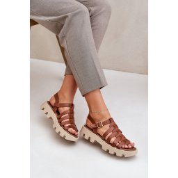 Lewski Shoes Дамски кожени сандали Зазу 3695 Карамел
