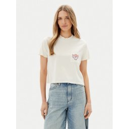 Volcom Тишърт Pocket Dial B3512500 Екрю Boxy Fit