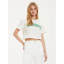 Converse Тишърт W Retro Chuck Cropped Tee 10027151-A03 Екрю Regular Fit