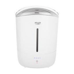 Овлажнител на въздух Adler AD 7971, 30W, 5 l резервоар, подходящ за помещения с площ до 20m², 4 скорости, автоматично изключване, филтър против котлен камък, бял