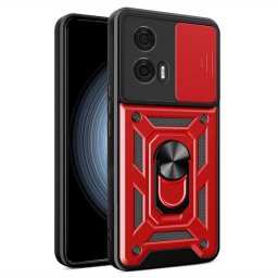 Хибриден гръб с кръгла стойка и слайдър за камера за Motorola Edge 50 Fusion 5G - червен