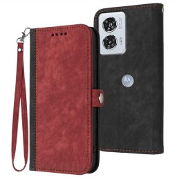 Кожен калъф тип портмоне за Motorola Edge 50 Fusion 5G - винено червен