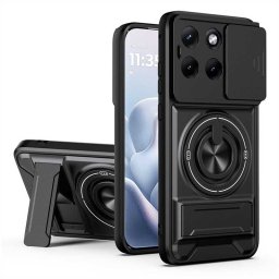 Хибриден гръб с кръгла стойка и слайдър за камера за Motorola Edge 70 Fusion 5G - черен