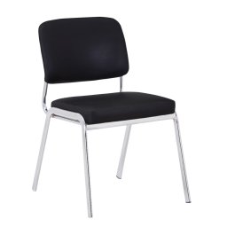 Посетителски стол RFG Slow M (C-106/779B/1PC), до 120кг, еко кожа, хромирана база, черен