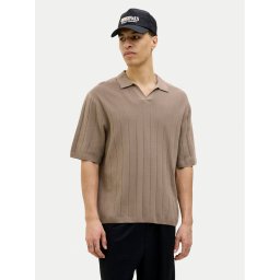 Jack & Jones Тениска с яка и копчета Varenna 12272578 Бежов Relaxed Fit