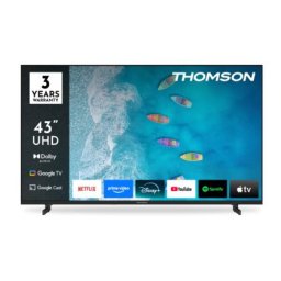 Телевизор Thomson 43" UHD Google TV; 3840 x 2160 (4K UHD), DLED, 60 Hz, Dolby Audio, Google Cast, DVB-T/T2/C/S/S2, HDR10, Wi-Fi, Bluetooth, LAN, HDMI 3 (2.1), USB 2 (2.0), AV IN, Hotel mode, Side Feet, Black
