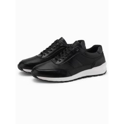 Ombre Men's eco leather sports sneakers shoes - black