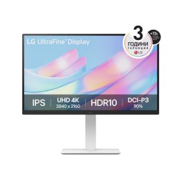 LG 27US550-W – монитор 27" IPS, 4K UHD 3840x2160, 90% DCI-P3, HDR10, регулируем, бял/черен