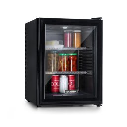 Klarstein Brooklyn 42, мини хладилник, със стъклена врата, LED осветление, рафтове (BCH-50BG Blk)