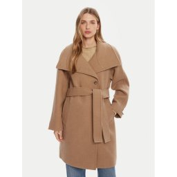 Calvin Klein Вълнено палто LV044D557G Бежов Regular Fit
