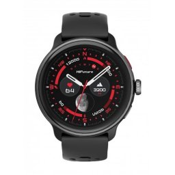 Часовник HiFuture Vela Black, 1.43" AMOLED , GPS +Compass + Altimeter, 466*466, Support Local Music(100M Space), Support AI Coach for Training, Powered by Dual Core, Bluetooth Call, 5ATM Waterproof, 24/7 True Heart Rate & Blood, Oxygen Sensor, Up to 10da