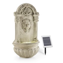 Blumfeldt Löwenstein фонтан за стена градински фонтан Solar 2W LED полирезинен вид камък (SOL1-Loewenstein)