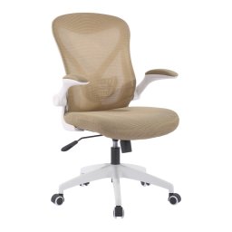 Работен стол RFG Jolly White W, до 120кг, дамаска/меш, полипропиленова база, Tilt механизъм, коригиране на височината, лумбална опора, бежов