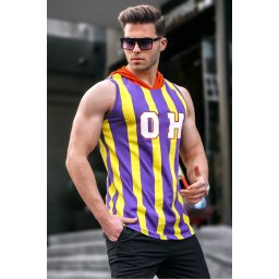 Madmext Striped Printed Tank Top 4024 Purple