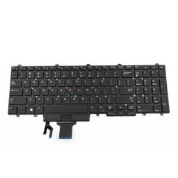 Клавиатура за лаптоп Dell, съвместима със серия E5550, черна, без рамка, US, с пойнт стик, с подсветка, с малък ентър