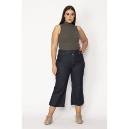 Şans Women's Navy Blue Ankle-Length Denim Pants