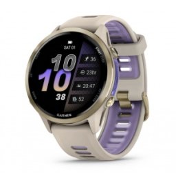 Garmin Forerunner® 970 - Soft Gold Titanium с French Grey корпус и French Grey/Translucent Indigo каишка - Смарт часовник