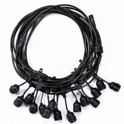 Верига от Кабел 220V с Висящи Фасунги E27 за Светещ Гирлянд 5м/10м/15м/20м