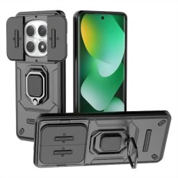 Хибриден гръб със стойка и слайдър за камера за Xiaomi Redmi Note 15 4G - черен
