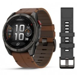 Garmin Fēnix® 8 Pro – 51 мм, AMOLED, Sapphire - Carbon grey DLC titanium с Chestnut кожена каишка - Смарт часовник