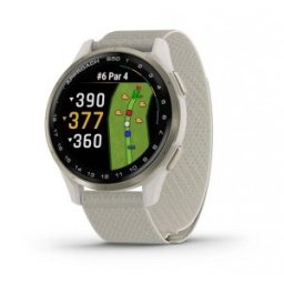 Garmin Approach® S50 - Cream Gold Aluminium безел с Ivory ComfortFit Nylon каишка - Смарт часовник