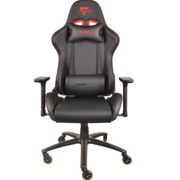 Геймърски стол FragON 2X Series V2, до 150kg, PVC еко кожа, заключващ се наклон на облегалката, 2D регулируеми подлакътници, газов амортисьор клас 4, лумбална и шийна възглавница, черен